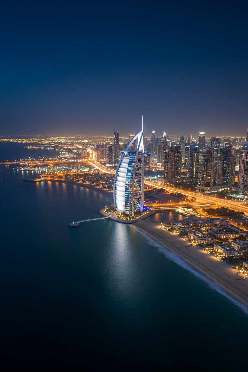 Dubai Sheikh Zayed Road at night